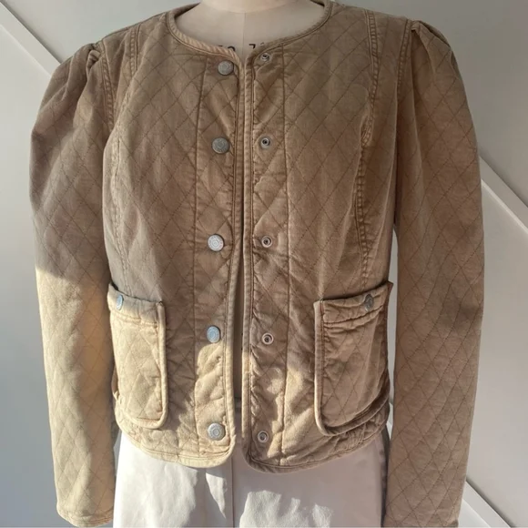 Veronica Beard Camilla Quilted Jacket Tan - S - Picture 6 of 14